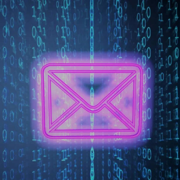 İzole edilmiş üç boyutlu görüntü. Dijital arkaplanda zarflar. Dijital iletişim konsepti. 