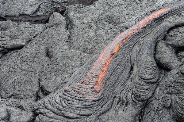 Close up lava flow in lava field 
