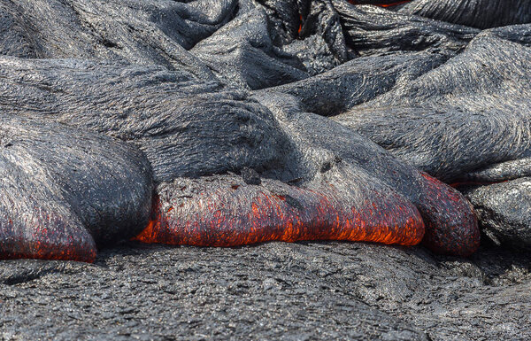 Close up lava flow in lava field 