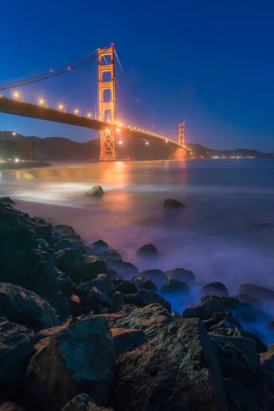 Golden Gate Bridge after sunset — Stok fotoğraf