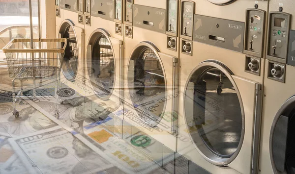 Wasmachines in openbare wasserette — Stockfoto