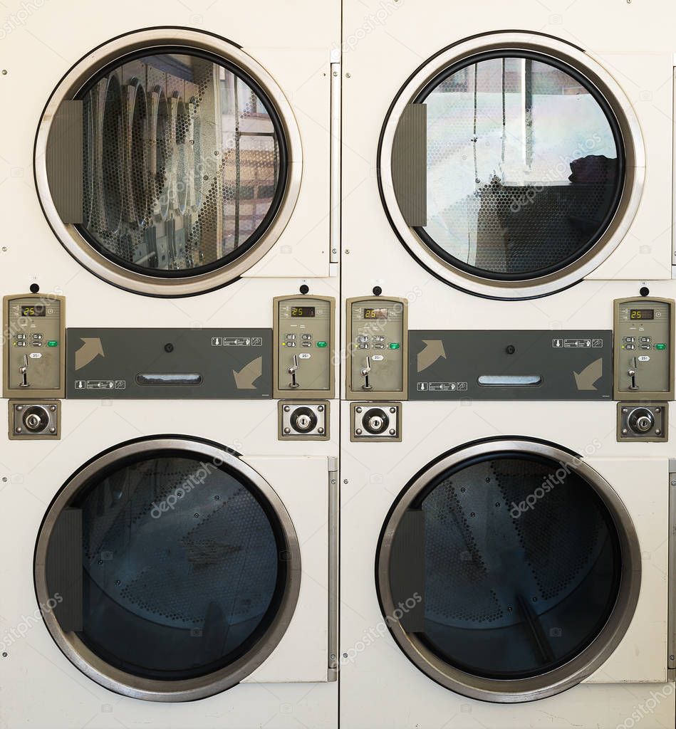 Laundry machines in public laundromat