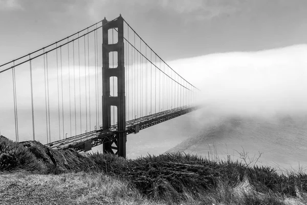 Goldene Torbrücke mit Nebel — Stockfoto