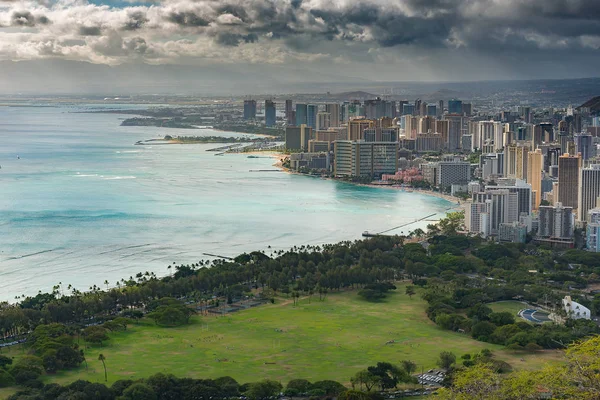 Vista aérea do centro de Honolulu Imagem De Stock