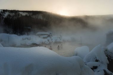 Chena Hot spring in the winter, Alaska clipart