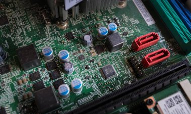 Sunucu anakart bilgisayarın closeup