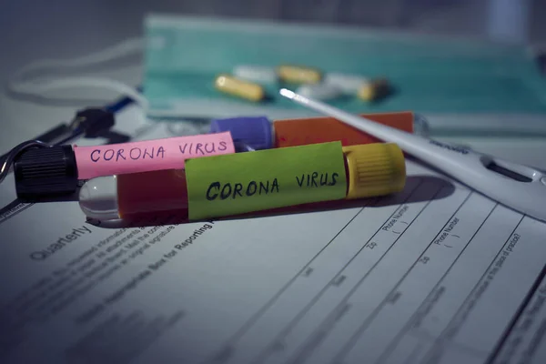 Koronavirüs Karantinası Kavramı Mers Cov Roman Coronavirus 2019 Ncov Pozitif — Stok fotoğraf