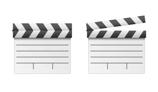 Movie and film white clapperboard icon on white transparent back — Stock Vector