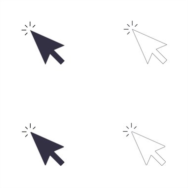 Siyah vektör simgesi ve çizgili fare okları için tıklayarak