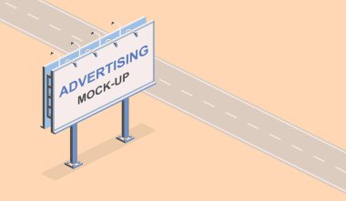 Reklam mankeni. Isome sokak reklam panosu. Taslak vektör 