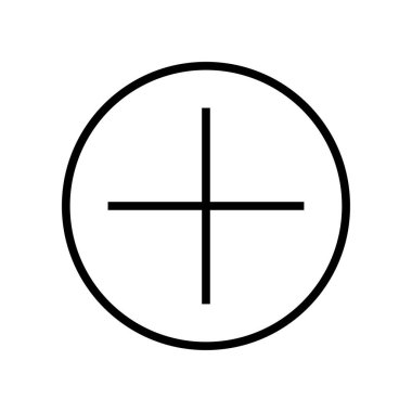 Dairesel Düz Biçim düğmesinde simge artı. Bir vektör illüstrasyonu 