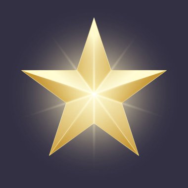 Parlayan vektör yıldız simgesi. Koyu renkli bir b 'nin üstündeki altın renginde.