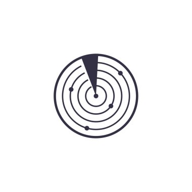 Vektör çizgisi radar simgesi. Tarama ve radyasyon hedef satırı sy