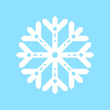Kar Tanesi vektör simgesi. Mavi arka planda beyaz logo. Noel.