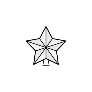 Vektör çizgisi yıldız şekli simgesi. Noel 'in tepesindeki bir oyuncağı sembolize et