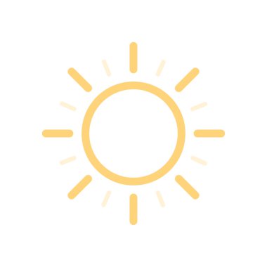 Sıcak ve sıcak hava durumu uygulama vektör simgesi. Sarı ve parlak yoğun