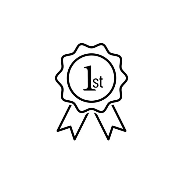 1er icono de vector de esquema. Logotipo de la medalla Rosette. Ganar el premio pla — Vector de stock