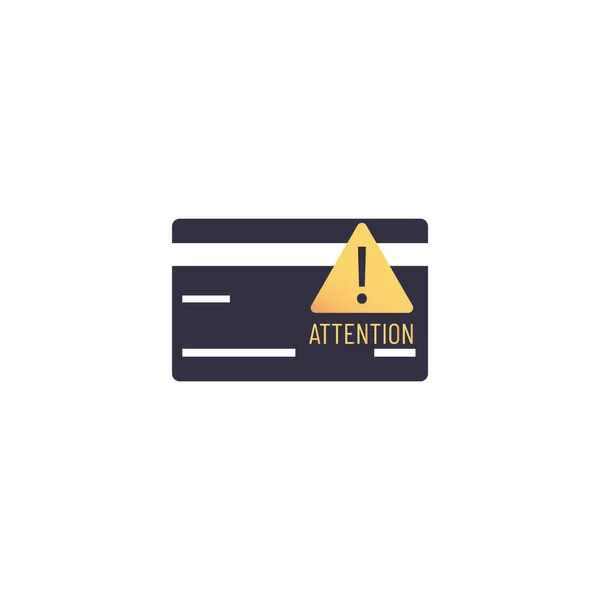 Outline icon of vector credit card with attention warning sign. — Stock vektor