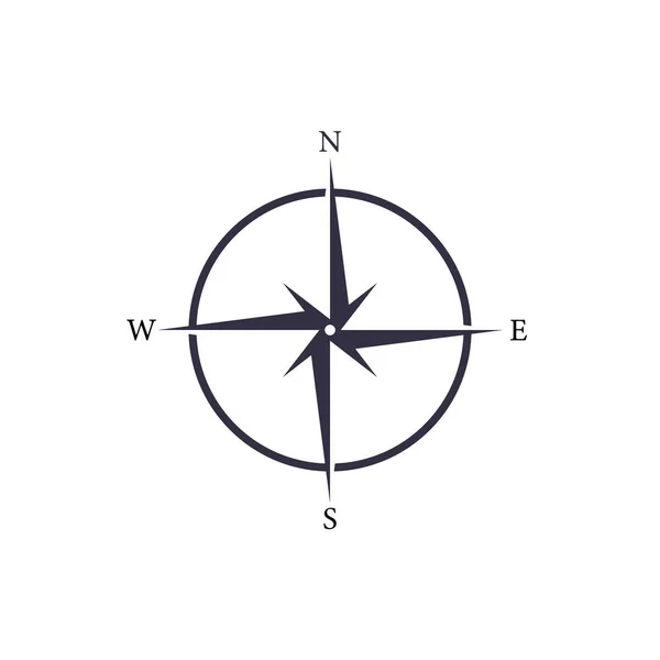 Векторные простые морские компас значок. Навигационная карта . — стоковый вектор
