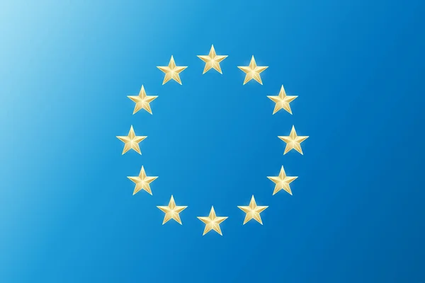 Vlajka Evropské unie. Vektor dvanáct evropských zlatých tvarů hvězdy isol — Stockový vektor