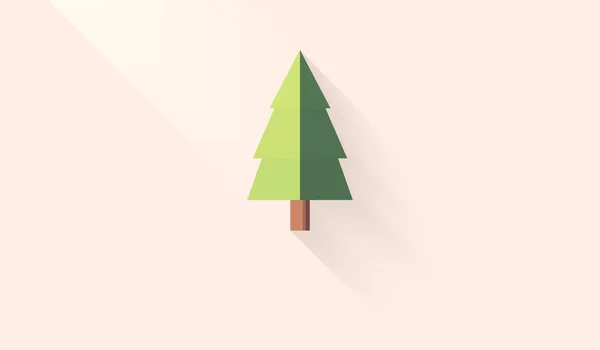 Icono de árbol de Navidad de abeto en ilustración de vector plano con sh largo — Vector de stock