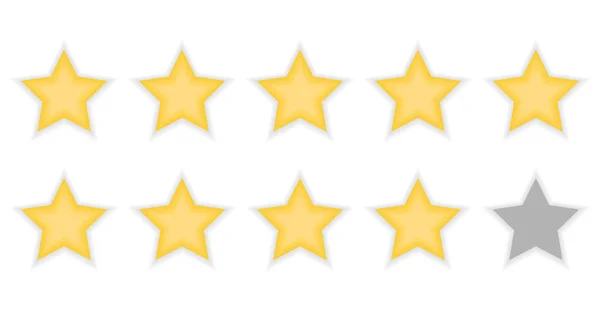Vijf gouden vector vorm review ranking sterren. Ikoon 5 gele rat — Stockvector