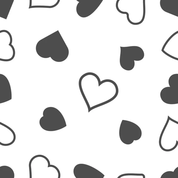 Corazones icono patrón sin costuras. Esquema amor vector signos aislados — Archivo Imágenes Vectoriales