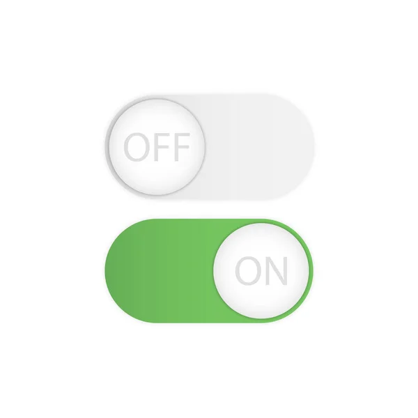 Cinza Off Green No botão interruptor de rádio com sombras em uma ba branca — Vetor de Stock