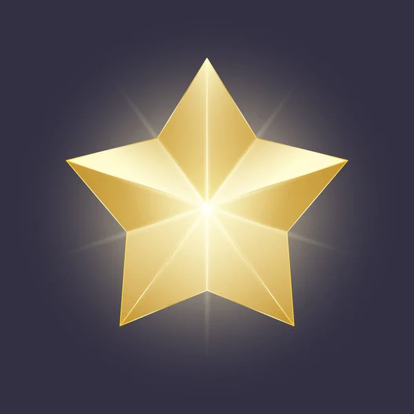 Świecąca ikona wektora gwiazdy. Gradient blask złoty kształt na ciemnym b — Wektor stockowy