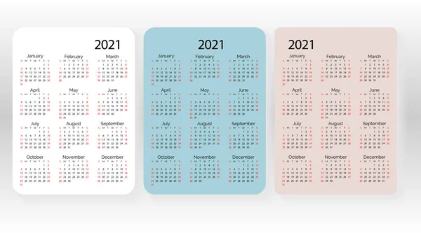 Set van vector zakkalender 2021 jaar. Minimale zakelijke eenvoudig — Stockvector