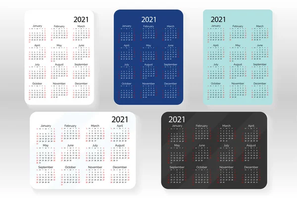 Горизонтальний і вертикальний набір векторного кишенькового календаря 2021 року . — стоковий вектор