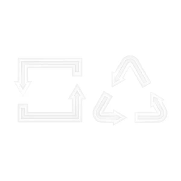 Iconos de flecha blanca cuadrada y triangular reciclar. Shado de corte de papel — Vector de stock