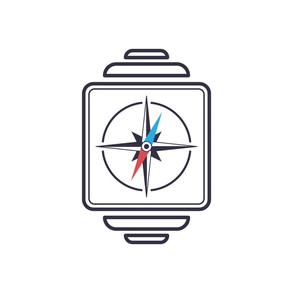 Περίγραμμα έξυπνο ρολόι εικονίδιο με ναυτικούς συντρόφους. Ηλεκτρονική οθόνη — Διανυσματικό Αρχείο