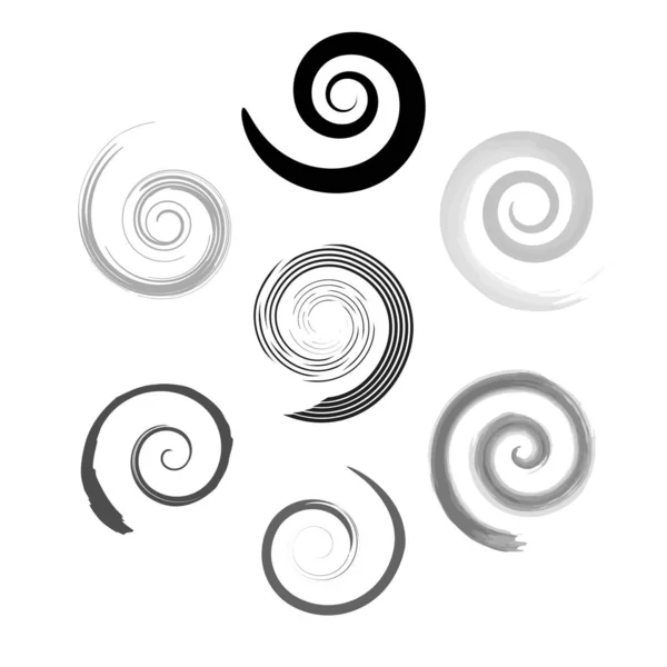 Υπνωτική σπείρα σχήμα εικονίδιο σετ. Αφηρημένη σειρά από symbo λογότυπο στροβιλισμού — Διανυσματικό Αρχείο