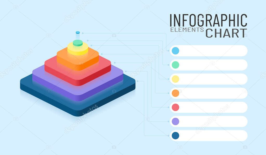 Infographic chart elements. Isometric business 3d colored pyrami