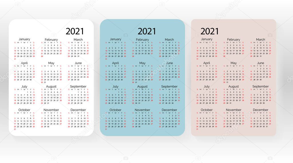 Set Of Vector Pocket Calendar 2021 Year Minimal Business Simple Clean Design English Grid Week Starts From Sunday Premium Vector In Adobe Illustrator Ai Ai Format Encapsulated Postscript Eps Eps Format 2021 grid template pocket calendar 2021