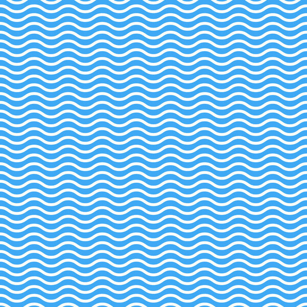 Seamless pattern of wavy lines. Vector texture of blue waves on 