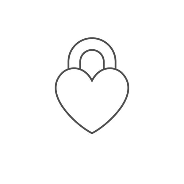 Vector closed lock in the form of heart. Outline flat icon isola — Stock Vector