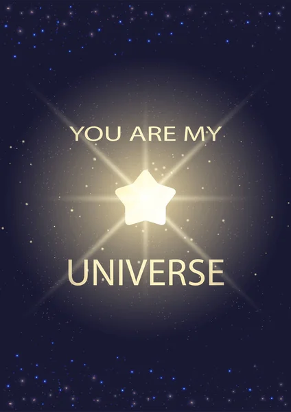 Tu es mon univers. Enveloppe de livre bleu Saint Valentin. Typographie — Image vectorielle