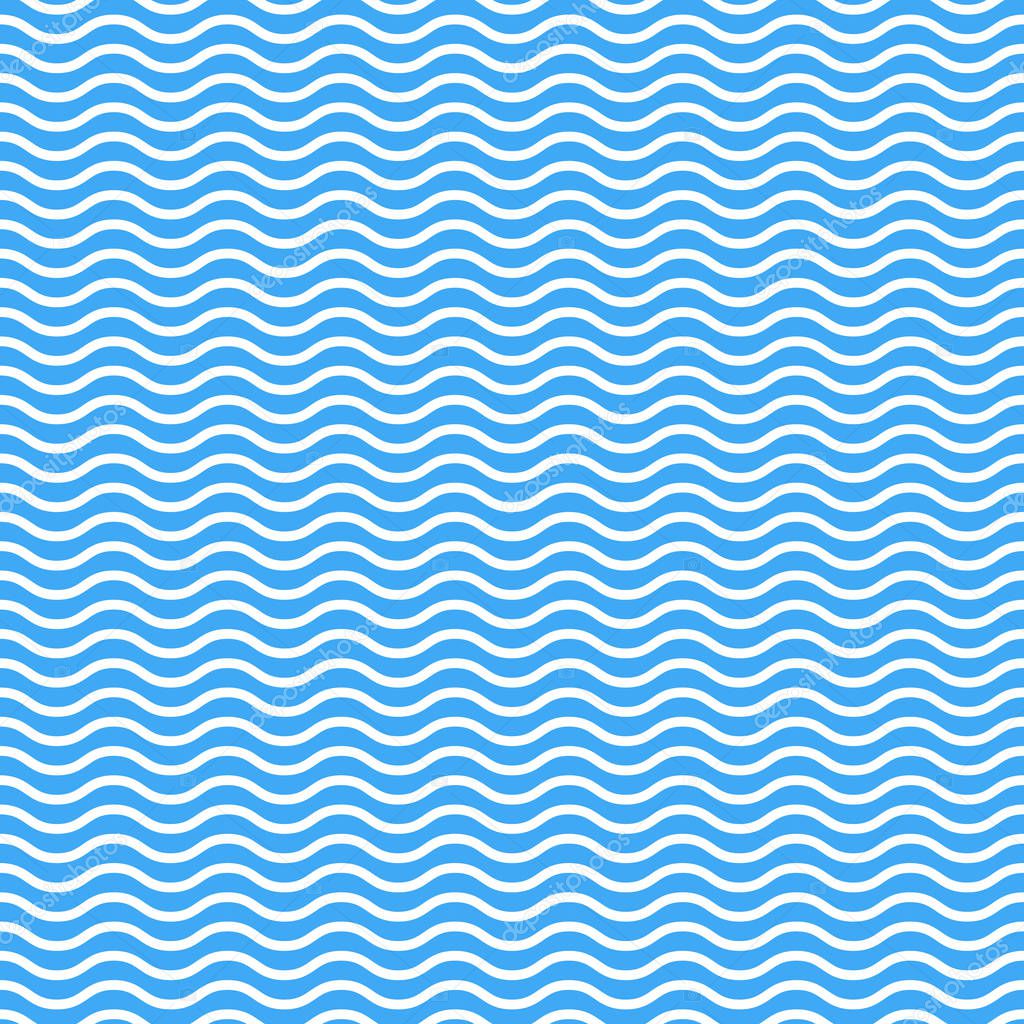 Seamless pattern of wavy lines. Vector texture of blue waves on 