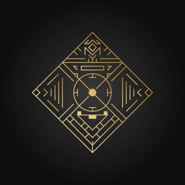 Geometrik şekil, soyut sanat vektör deco çerçeve. Hippi modası 