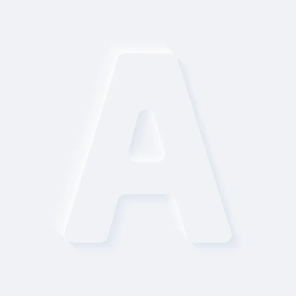 Botón vectorial letra del alfabeto A. Neumor de gradiente blanco brillante — Vector de stock