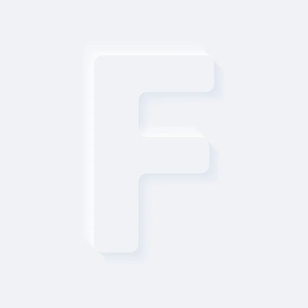 Vector button letter of alphabet F. Bright white gradient neumor — 图库矢量图片