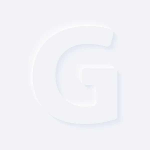 Bouton vectoriel lettre de l'alphabet G. Blanc brillant dégradé neumor — Image vectorielle