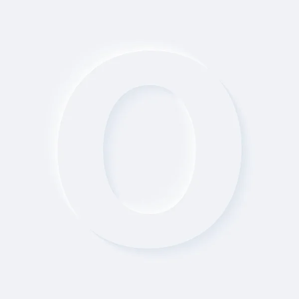 字母O的向量按钮字母明亮的白色梯度气动效果字符类型图标 背景上孤立的网际网路灰符号 — 图库矢量图片
