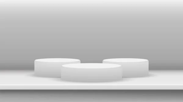 Modèle Vectoriel Cylindre Ellipse Blanc Avec Ombre Studio Socle Minimaliste — Image vectorielle