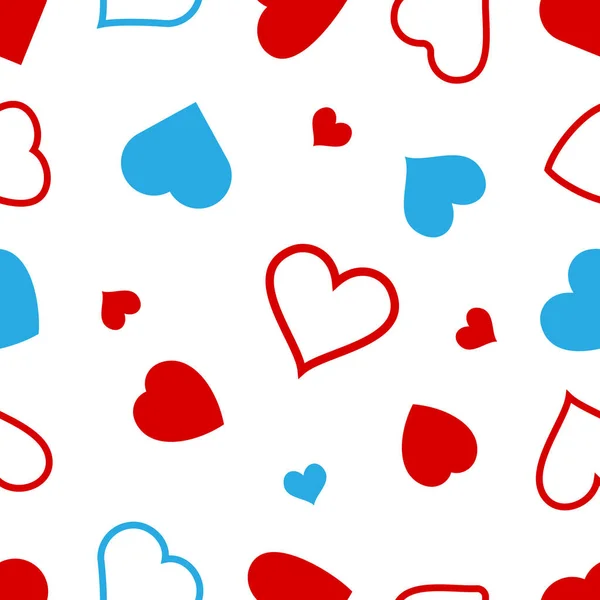 Hearts Icon Seamless Pattern Outline Love Vector Signs Isolated Background — Stock Vector