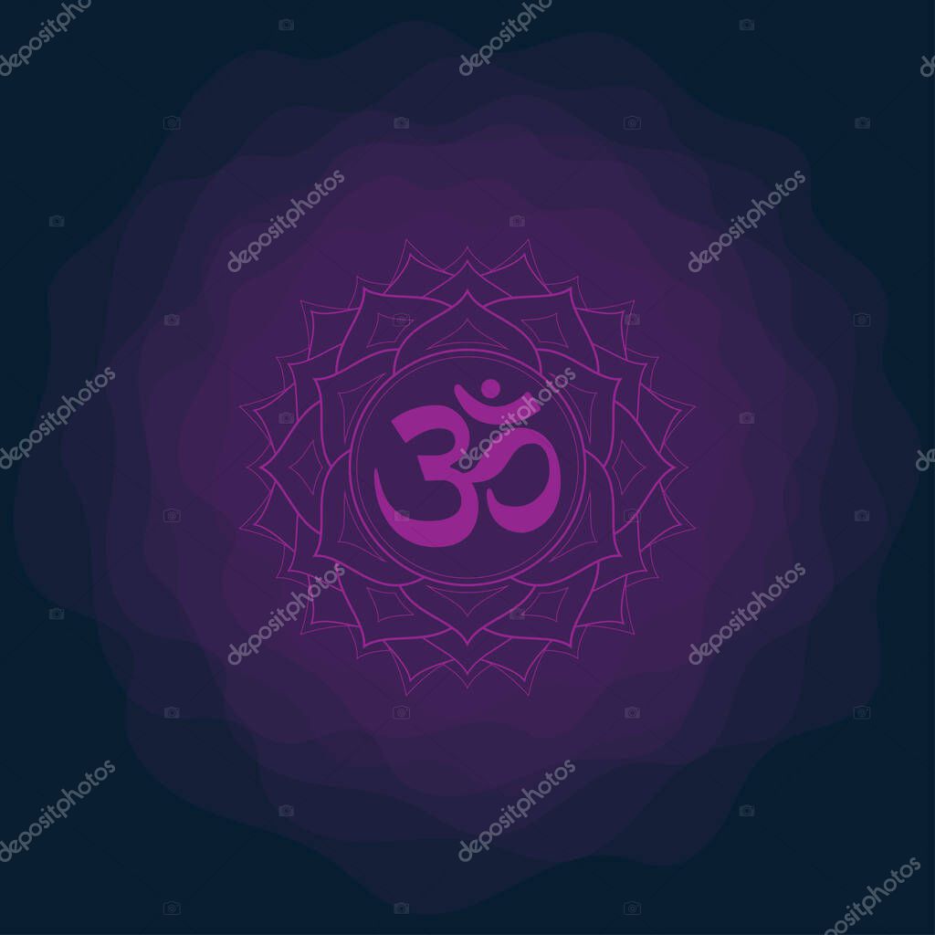 Sacral chakra of sahasrara sign. Icon with rounded circle smoke aura. EPS 10 vector illustration.