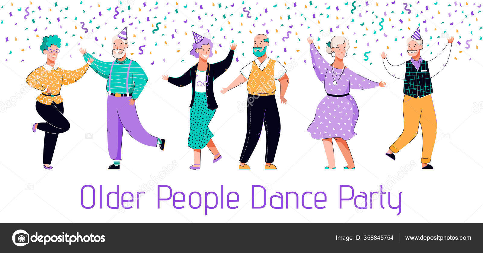 Old people dance party - flat banner with cartoon senior couples dancing  Stock Vector Image by ©rumka_vodki #358845754