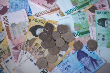 Kore notları kazandı ve Kore para konsepti için para kazandı.